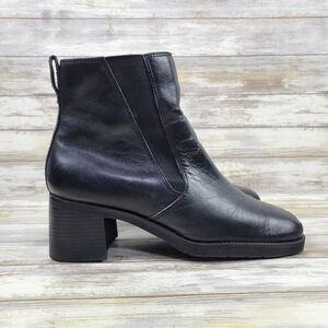 Croft & Barrow Marlon Black Leather Block Heel Chelsea Ankle Boots Womens Size 6